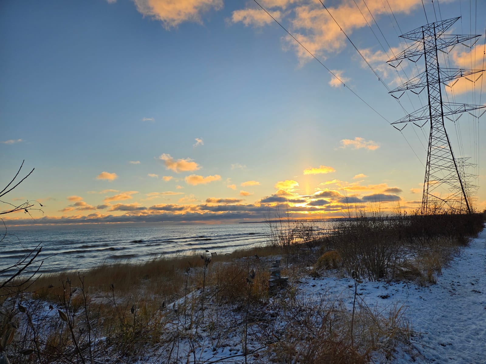 A winter sunrise over lake ontario