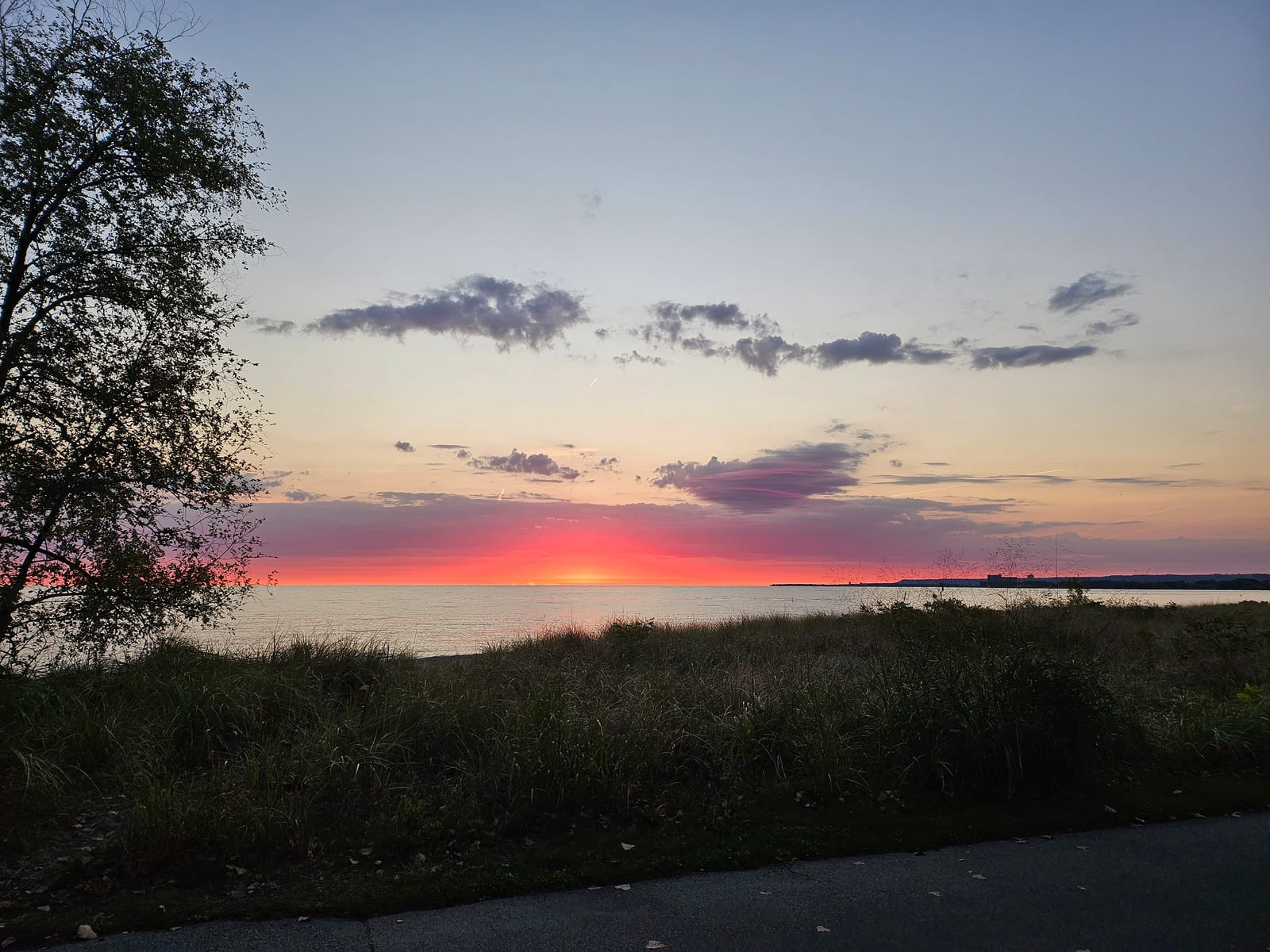 A sunset over lake ontario